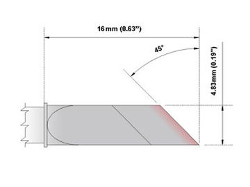 Knife Shape OKI Soldering Tips , Knife Increased Thinned Area 5.84mm